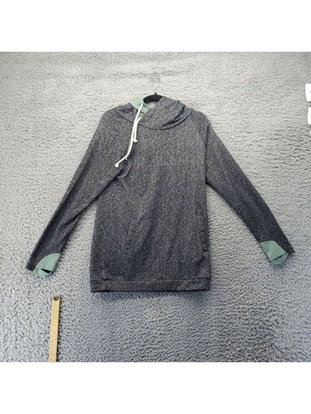 Halo Shirt Womens Medium Black Heathered Hoodie Pullover Green Trim